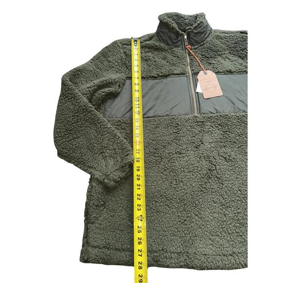 New Vintage Weatherproof Fleece Sherpa Jacket  1/4 Zip Size L Dark Green - Picture 2 of 5